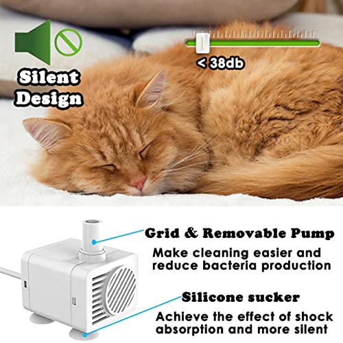 Fuente para agua de gato 2L con doble grifo y bomba silenciosa miniatura 4