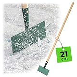 KADAX Eishacker aus verstärktem Stahl, Eisschaber mit langem Stiel aus Holz, Eisstößer, Eiskratzer, Bodenschaber für Garten, Eisscharre (Breite: 21 cm)