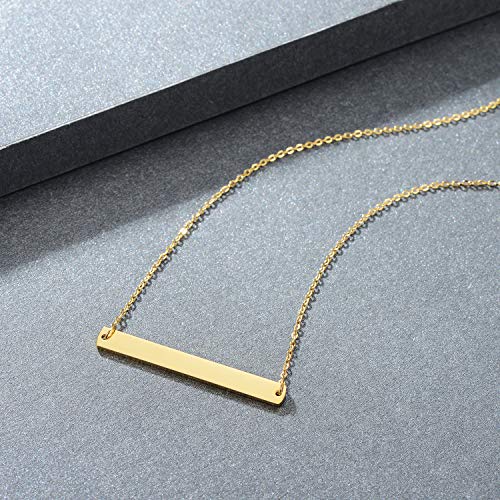 Gold Silver Rose Gold Horizontal Bar Necklace Stainless Steel 18K Gold Plated Bar Necklace Ladies Adjustable Chain4
