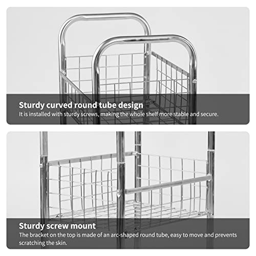 Stainless Steel Freestanding Open Shelf, 3-Tier Bathroom Organizer Shelves Unit With Adjustable Feet, Metal Steel Storage Tower Organizer Rack Basket Cart For Bathroom, Living Room, Balcony, Kitchen #TOP7