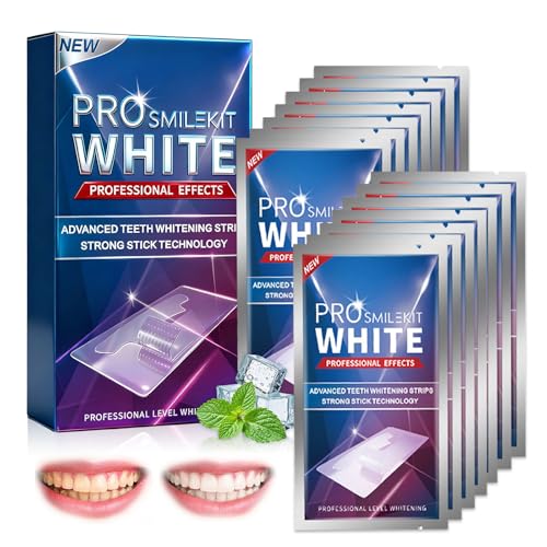 14 pares Dientes Whitening Strips, Kit Blanqueamiento dental, Effective y rápido Blanqueador Dental, Para el café y otras manchas, Ideal para Usar en Casa, Refresca Respiración