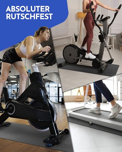 NEOLYMP Bodenschutzmatte Fitnessgerät (120 x 60 cm) - Laufband Matte 8mm Dicke - langlebig, rutschfest & stoßdämpfend - Fitness Unterlegmatte für Crosstrainer - Gymnastikmatte, Fitnessmatte