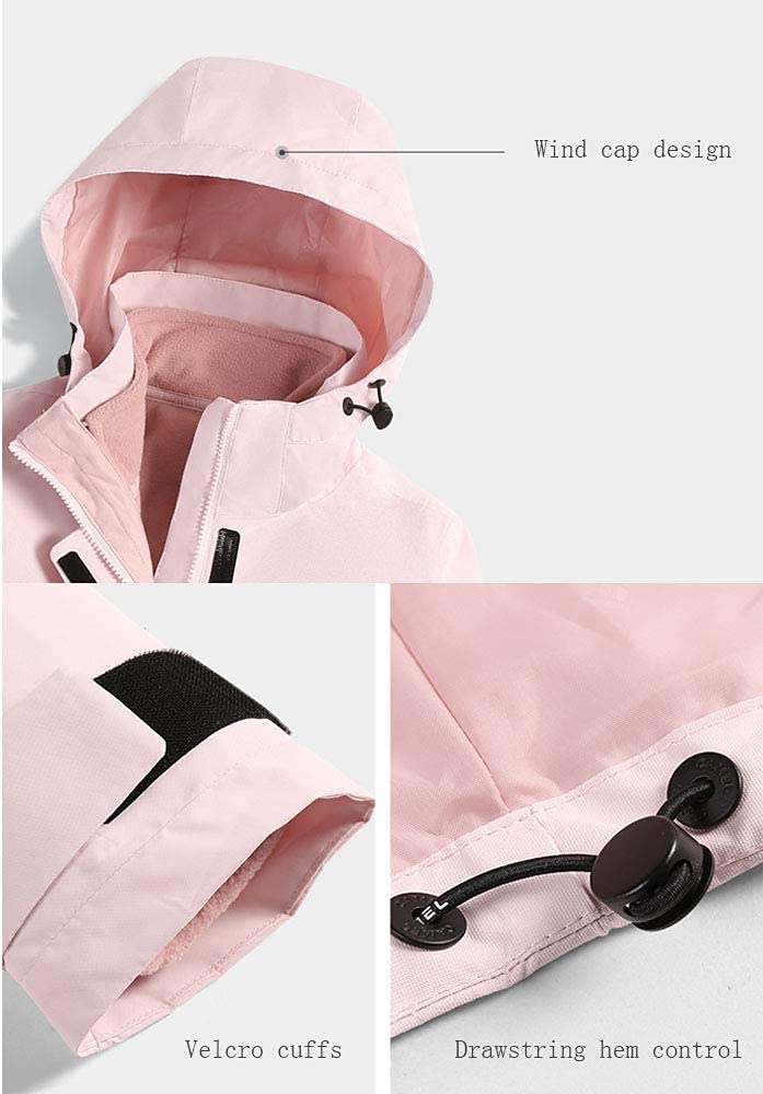 MU Chaqueta de Esquí a Prueba de Agua de Los Hombres 3 en 1 Windoorvientos Winter Warmable Warmable Abrigo Cómodo Cómodo Fleece Ropa Interior/Grey/S