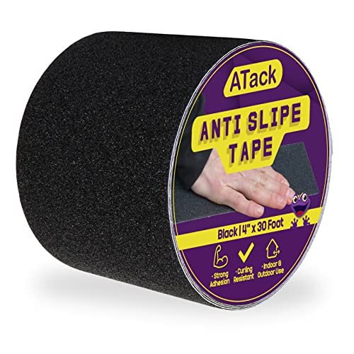 Atack Anti Slip Tape, Black, 4" X 30 Feet, Safety Track Tape Pet-Safe, Hypo-Allergenic, Weather Proof And Non Skid Indoor And Outdoor Safety Traction Tape #TOP4