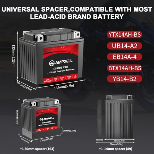 Image of YTX14AH Lithium Motorcycle Battery, 12V 4Ah 240 CCA 2.8 lbs Lightweight, Powersports Replacement for ATV UTV Scooter Generator,Compatible with Polaris Sportsman 570 Ranger 500 Kawasaki