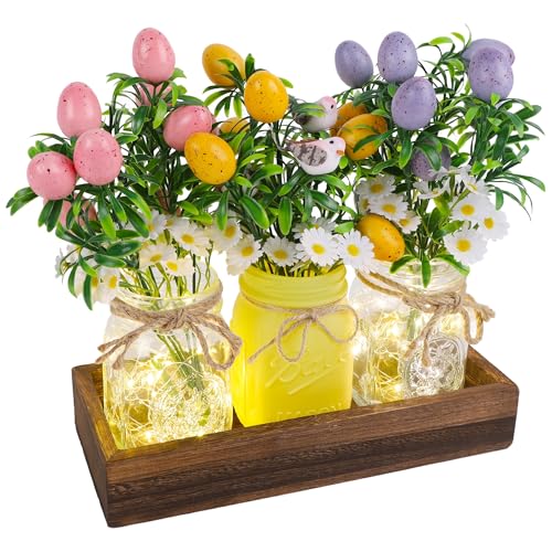 DR.DUDU Easter Decorations for Home, Easter Table Centerpiece with Egg