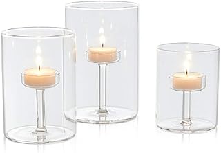 Candelabras Transparent Candle Holder, Heavy Duty Pillar Candlesticks, European Style Romance Candle Cup, Simple Modern Desktop Decoration, for Christmas Wedding Candlelight