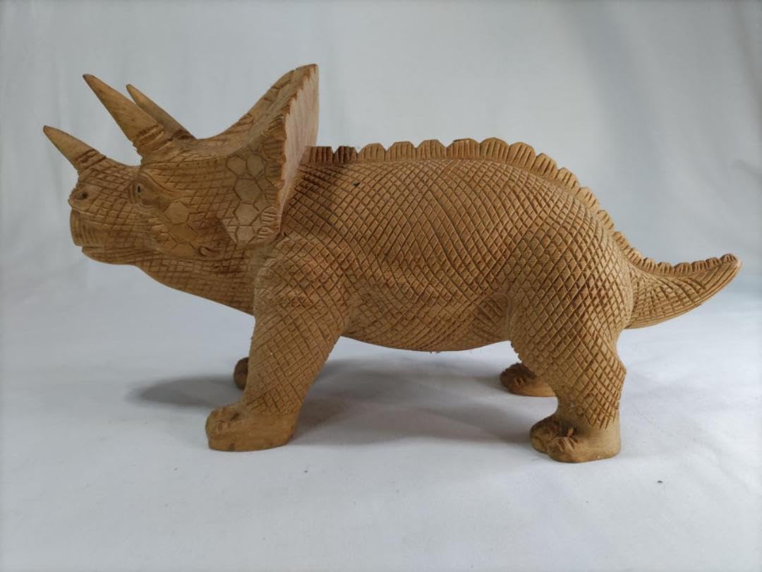 Amazon.co.jp: トリケラトプス恐竜木彫り彫刻 全長35cm ！しっかり 