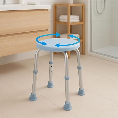 Dileci - Dileci – Tabouret de Douche Pivotant PMR en Aluminium et Plastique Antidérapant – Assise Pivotante 360° et Hauteur Réglable – Siège de Douche Sécurisé pour Personnes Âgées ou à Mobilité Réduite