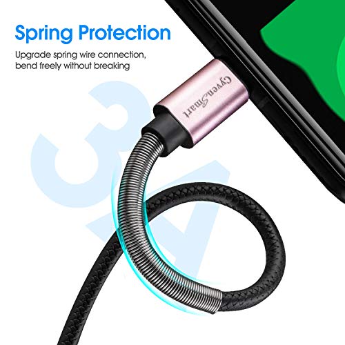 Image of CyvenSmart USB Type C Cable 6ft, [2 Pack] USB A 2.0 to USB-C Fast Charger Durable TPE Cord Compatible with Samsung Galaxy A10 /A20 /A51 /S10 /S9 /S8 Plus /Note 9 /8,LG V50 V40 G8 G7 Thinq-Pink