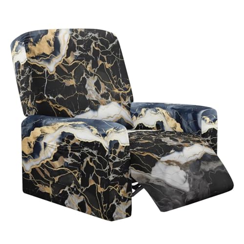 Tansealive Marble Chair Cover Soft Sofa Cover with Elastic Recliner Slipcovers Washable, Black and White Cover Couch for Dogs Cats Bedroom Furniture