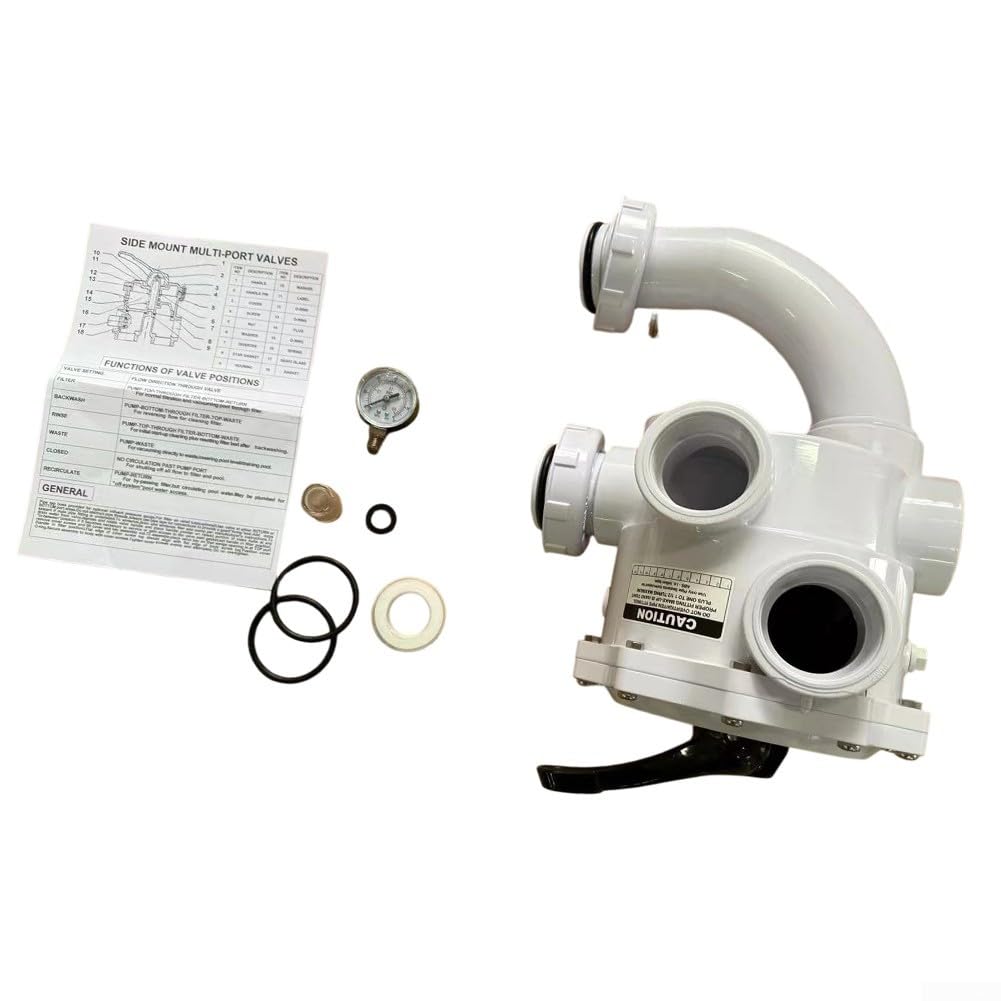 Kit de válvula multipuerto, juego de 7 piezas para sistemas de 2 pulgadas, reemplazo de filtro de arena y D.E. Fácil instalación, prevención de fugas, flujo eficiente para mantenimiento de piscinas