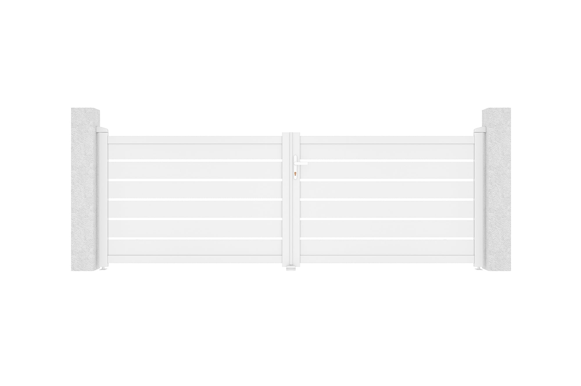 Casanoov Portail battant 3,5m VOGEL H.120cm alu blanc + 2 poteaux 15x15cm H.166cm BLANC