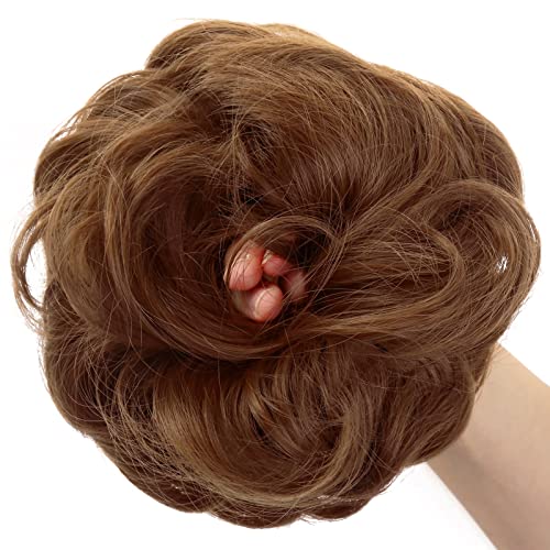 JJstar Messy Hair Bun Curly Wavy Hair Scrunchies Accessories Pieces for Women Girls Synthetic Chignons (Medium Auburn) - Image 4