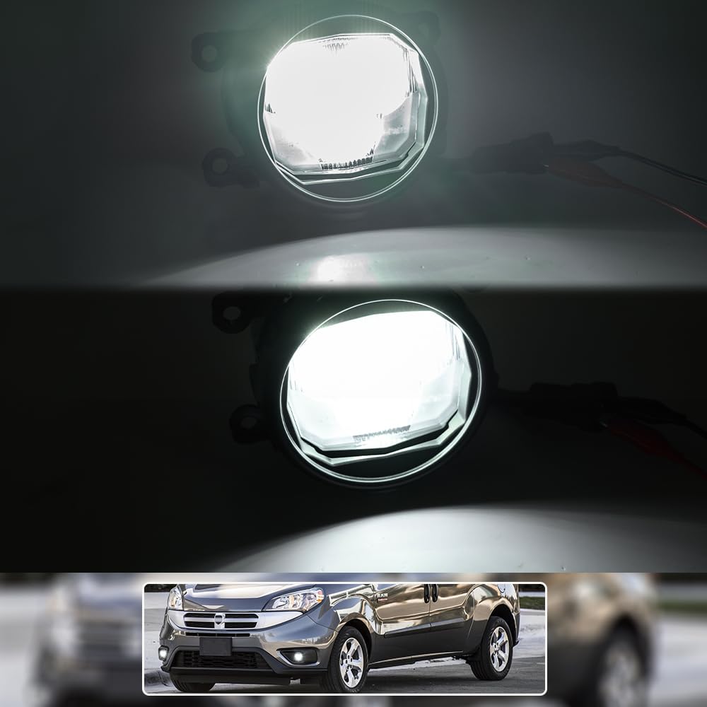 Mingrui test 2PCS Led Fog Lights Assembly for 2019-2023 Dodge Ram 1500 2500 3500, 2014-2023 Ram ProMaster White DRL High Power 33W Off-road Led Spot & Driving Combo Beam Fog Lamps OEM Replacement
