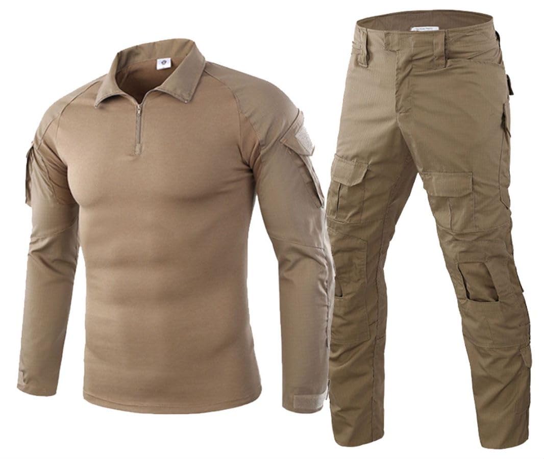 Uniforme militar para hombre, traje táctico, camiseta y pantalones, traje de camuflaje para airsoft, camisa del ejército alemán, suéter de manga larga con cremallera 1/4, camuflaje, ropa de