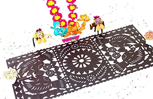 5 Table Runners, Mexican Wedding Decoration,Cinco De Mayo Table Runner, Black Table Runner, Papel Picado, Fiesta Party, Mexican Style Ceremony, Tissue Paper, Hand-Crafted, #TOP7
