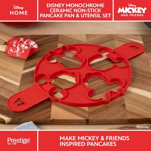 Prestige Disney Non Stick Ceramic Pancake Pan & Utensil Set for Pancake Day – 28cm Non Stick Induction Hob Frying Pan for Crepes, Pancake Turner, Large Multi Pancake Mould, Balloon Whisk Small - Image 3