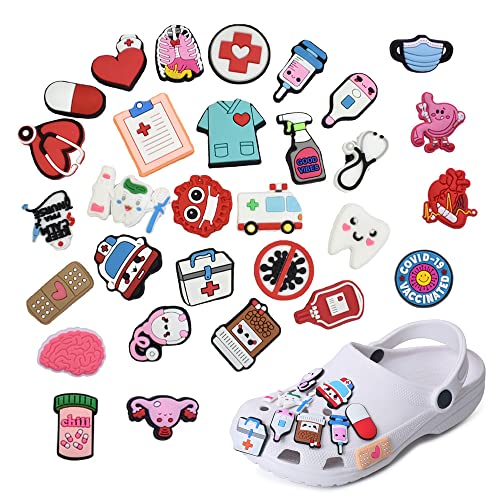 Anstecker Schuhanstecker 30 Stück Schuh-Charm für Kinder Crocs Krankenschwester Zubehör Dekoration PVC Charm für Kinder Clogs Armband-Charms