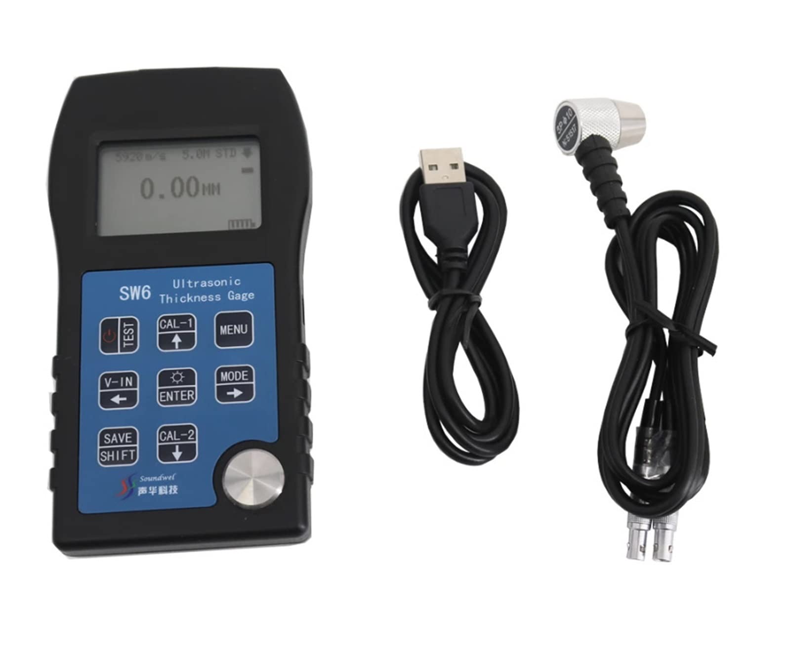 Twardościomierz, SW6 Miernik grubości ultradźwiękowej 0,01 mm z USB Interfejs tester miernika dla stalowego szklarki metalowej Abs Tworzywa sztuczne PVC Żelazo plastyczne itp