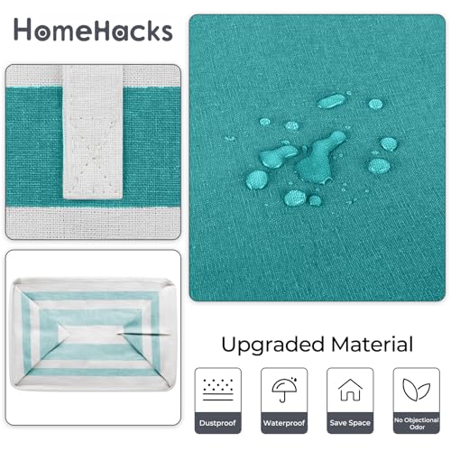 HomeHacks 2-Pack Large Laundry Basket, Waterproof, Freestanding Laundry Hamper, Collapsible Tall Clothes Hamper with Extended Handles for Clothes Toys in the Dorm and Family (Green, 88L)