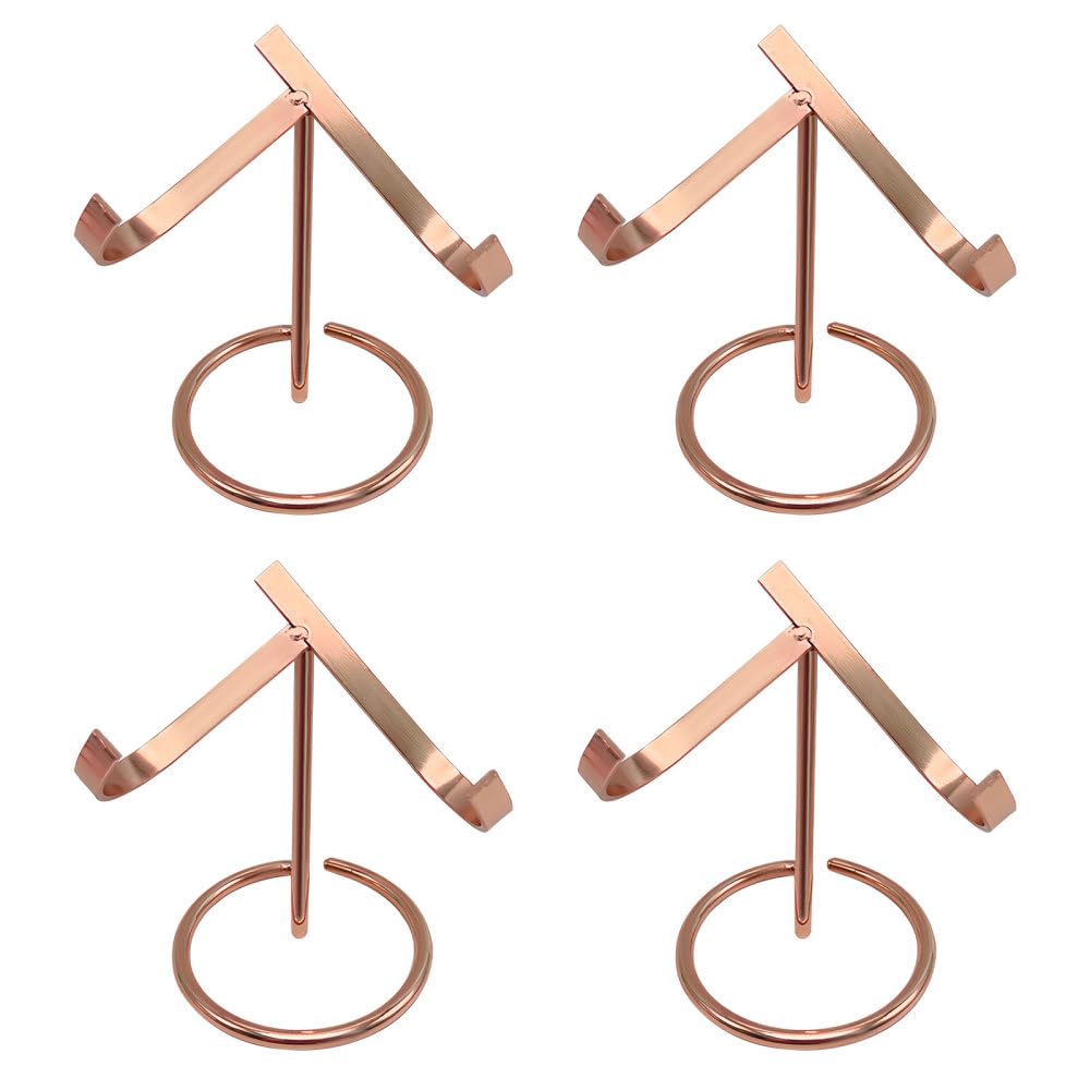 Bdkmms Rose Gold Crystal Display Stand, 4Pcs Metal Crystal Heart Stones Ball Holder Mineral Specimen Easel Holder For Geodes Agate Fossils Plates Collection