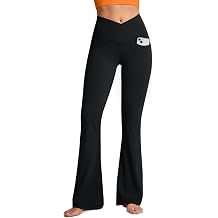 Flare Leggings for Women with Pockets 2pack High Waisted Crossover Flare Leggings Bootcut Yoga Pants