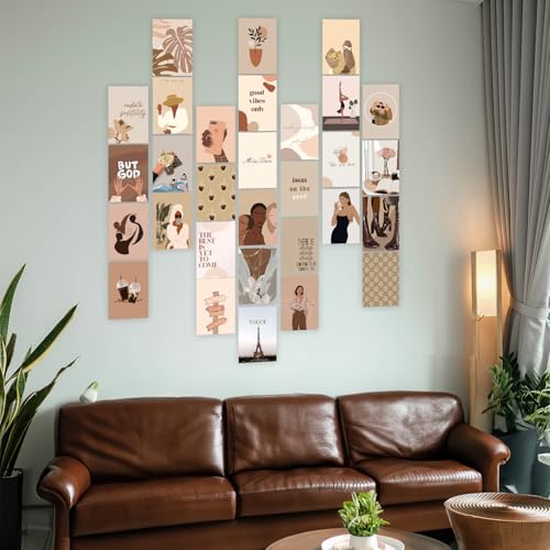 Image of Wallgasm Brown Aesthetic Room Posters - Pack of 30, 10 x 15 cm 300GSM | Room Decor Aesthetic - Poster Set For Room, Wall Art for Bedroom, Gym, Office