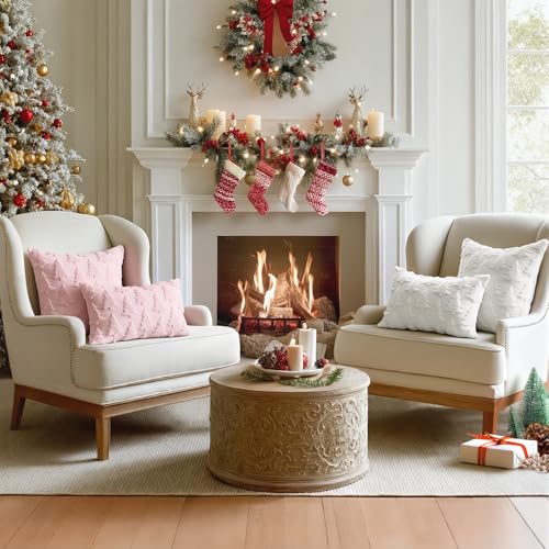 Image of MIULEE Christmas Throw Pillow Covers Pure White Set of 2 20x20