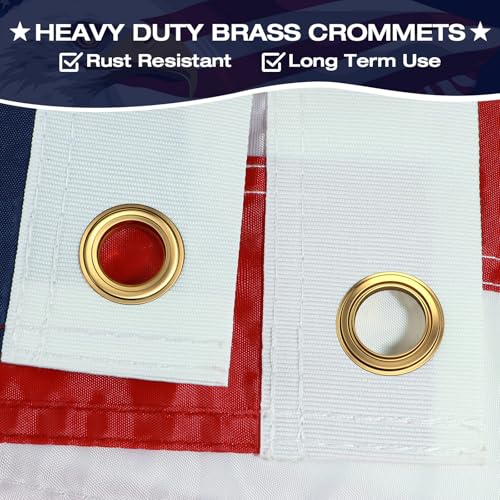 American Flag 3x5 FT American Flags for Outside | USA Flag 3 X 5 Heavy Duty Outdoor US Flags with Embroidered Stars, Sewn Stripes, Thick Spun Polyester Vivid Color UV & Fade Resistant, Brass Grommets
