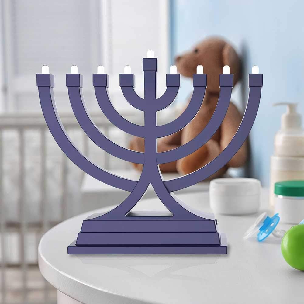 Zion Judaica 6 Pack Mini Electronic Menorahs Blue LED USB Powered Chanukkiah Push Button Multi Lighting Settings Hanukkah Battery Operated Minorah Small Menorahs Chanukah Gift Decor Toy Minora image 3