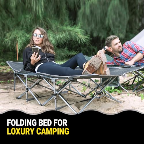 KingCamp Camping Bed Wide Size Folding Camp Bed for Adults Heavy Duty Sturdy Camp Cot Portable with Side Pocket for Outdoor Travel Office - Image 7