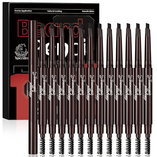 Noerrors 12Pcs Beard Pencil Filler for Men Mustache Beard Pen Set Hair Enhancement Pencil Kit for Men Hairline Barber Lineup Styling Waterproof Long Lasting #Black