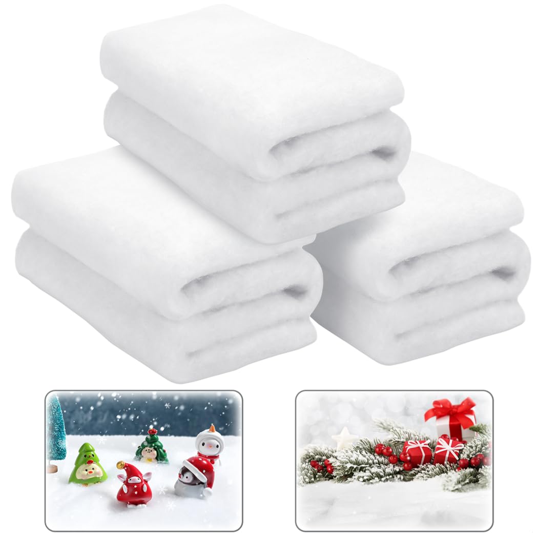 Lot de 3 rouleaux de neige artificielle de Noël, couverture en fibre de neige artificielle pour décorations d'hiver et accessoire photo, 140 x 78 cm