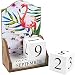 Wooden Desk Calendar - Wooden Block Perpetual Calendar for Home and Office Desk Decor, Flamingo Design, 5.5 x 8.75 x 3 inches