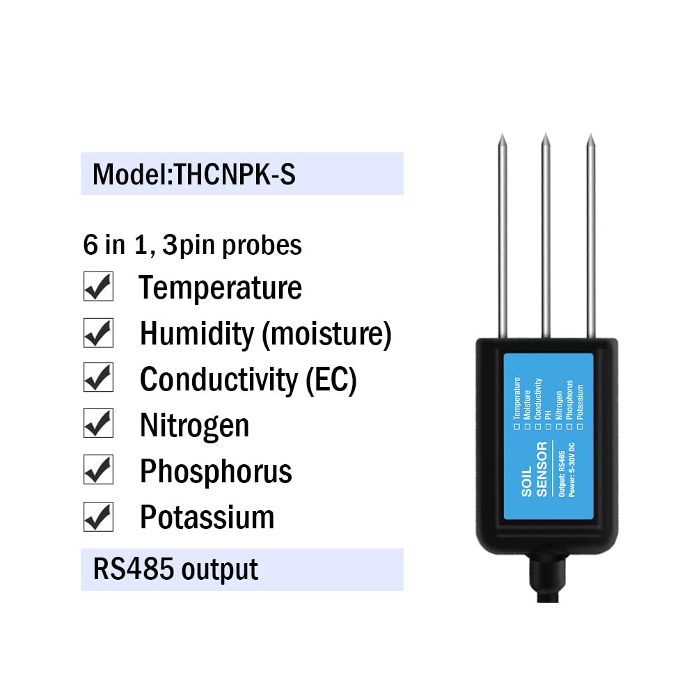 Salida RS485 Temperatura del suelo Humedad Humedad Conductividad EC Nitrógeno Fósforo Potasio Sensor