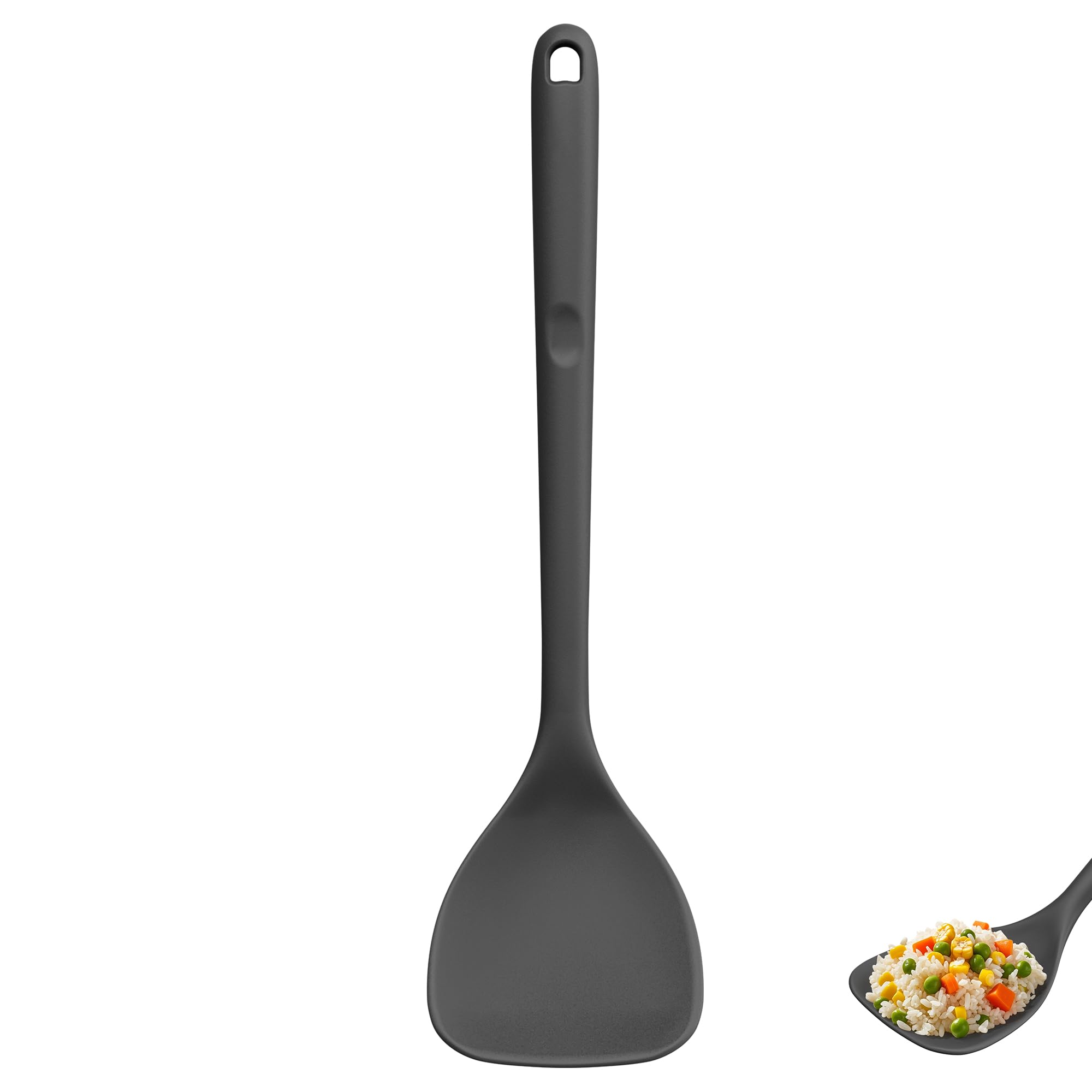 U-Taste Silicone Wok Spatula, 315℃ Heat Resistant, 35cm, Black