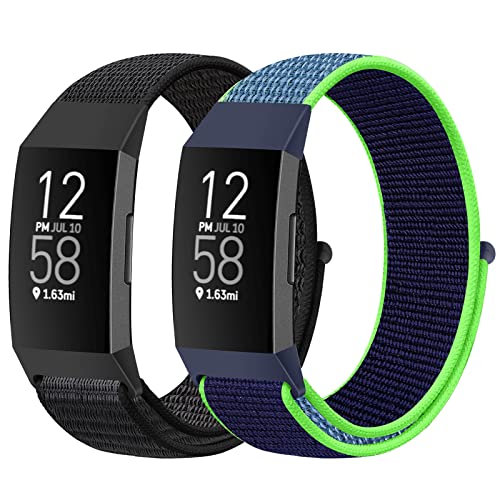 AVOD Nylon Watch Bands Compatible with Fitbit Charge 4/Charge 3/SE, Soft Replacement Wristband Breathable Sport Strap with Band for Women Men