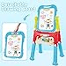 deAO Art Easel Toys for Kids, 4-in-1 Double Drawing Board Adjustable Standing Rotatable Sidewalk Chalk with Painting Writing Accessories, Easel Toys Birthday Gifts for Girls Boy (Blue)