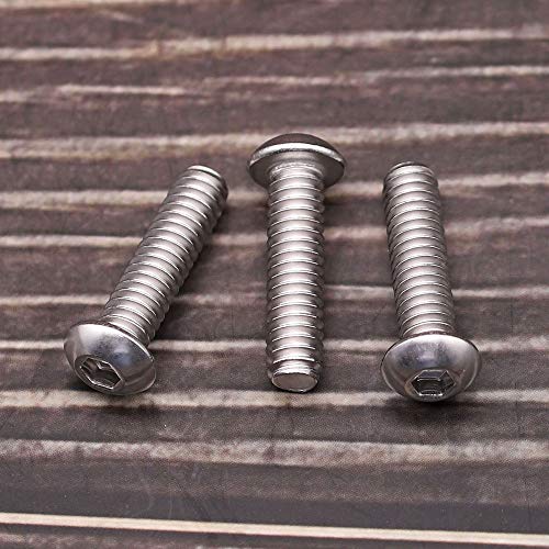 Image of 1 /4-20 x 2-1 /2 inch Button Head Socket Cap Bolts Screws, 304 Stainless Steel 18-8, Allen Hex Drive, Bright Finish, Fully Machine Thread, Pack of 15
