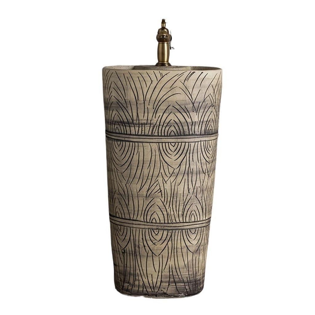 AYCDL Pedestal Sink Household Column Wash Basin Column Basin Wash Basin Floor-Standing Integrated Ceramic Basin Outdoor Balcony Gargle Pool Bathroom Pedesta