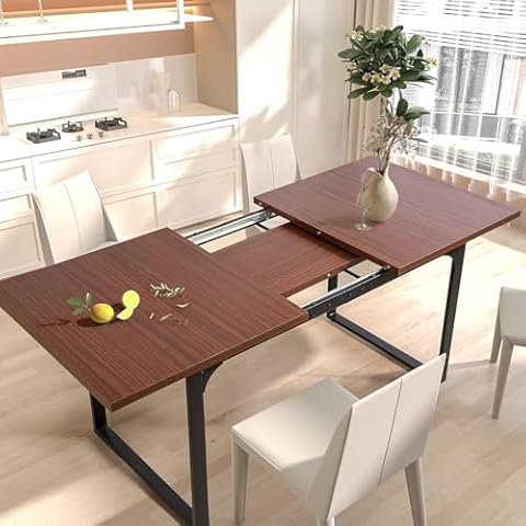 AVAWING Extendable Dining Table, 70.86" Modern Expanding Kitchen Table for 4 to 8 People, Wood Dinner Table for Small Spaces, with Heavy-Duty Frame for Living Room, Home Office, Vintage Brown Cover