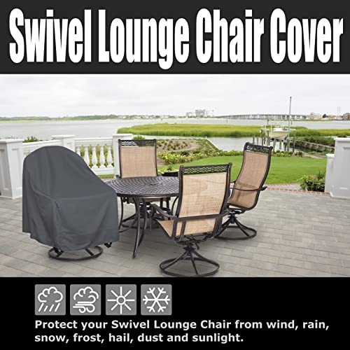 Zilomi Outdoor Swivel Lounge Chair Cover 2 Pack, Fits Most Lawn Patio Chairs / Swivel Dining Chair (32'' Lx35'' Wx36'' H) ,480D Oxford Cloth Water-Resistant,Gray #TOP5