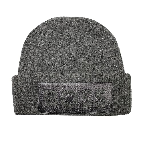 Bonnet BOSS Monello pour homme en maille côtelée noire