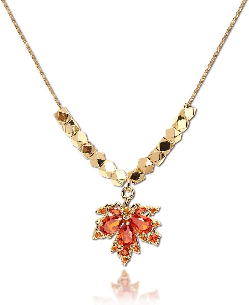 Dainty Chain Simple Pendant Necklace for Women, Cute Statement Rhinestone Single Dangle Necklaces Thanksgiving Christmas Jewelry Gift