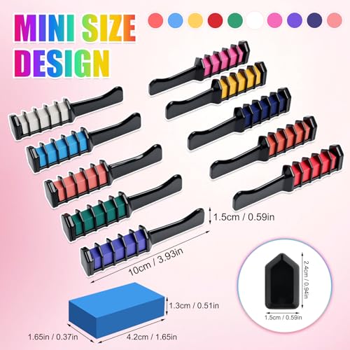 10 Colores Tiza de Pelo Festiva Diversión Peines miniatura 3