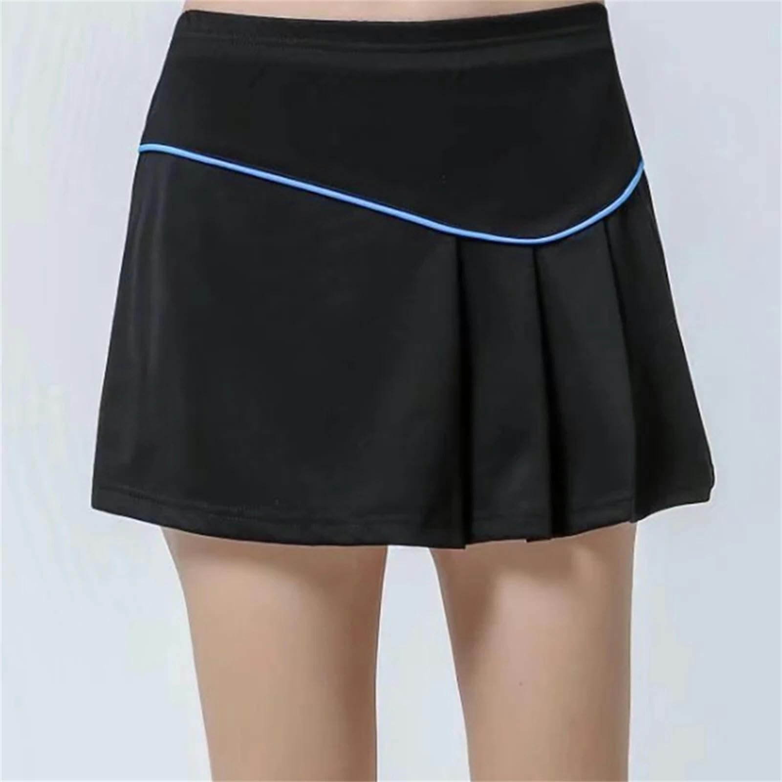 Tennisrock Damen Frauen Plissee Tennis Shorts Sommer Elastisch Weich Atmungsaktiver Sport Kurzer Rock Anti-Exposition Casual Rock Hose-schwarz 3color-XL