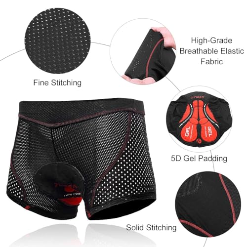 X-TIGER Herren Radunterhose Fahrradhosen mit 5D Sitzpolster Fahrrad MTB Unterwäsche Pro Bike Boxer Größe Kurze Hosen