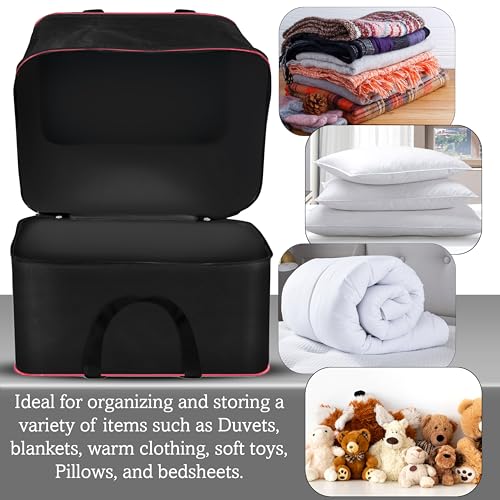 Image of Storite Expandable Moisture Proof Nylon 142 L Heavy Duty Extra Large Storage Bag For Clothes /Blankets /Bedsheets /Toys /Stationery Paper Rectangular(RedBlack, 57x49x51cm)