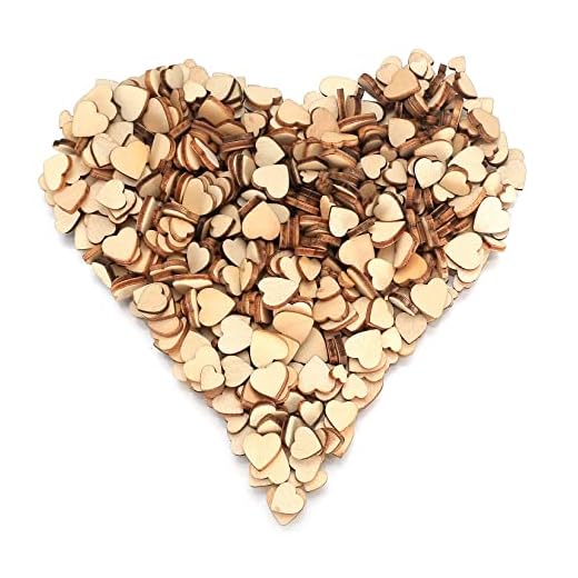 500 Pezzi Cuori in Legno, Cuore Legno Fette Dischi, Cuoricini Legno per Bricolage da te Decorazioni, Tavola di Nozze Srtigianali - 6mm/8mm/10mm/12mm